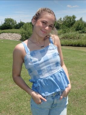 Prairie blue gingham top